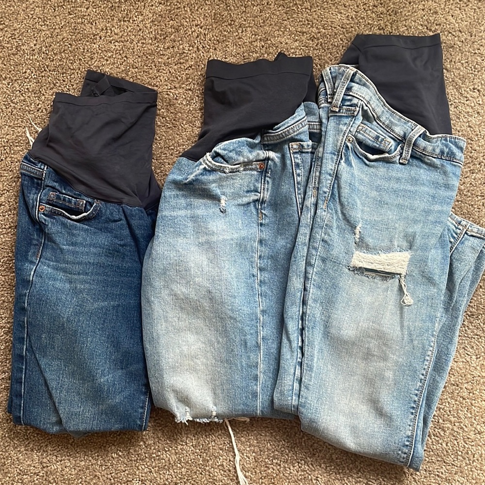 Blue Denim Maternity Jeans Trio - Sizes 0 and 2